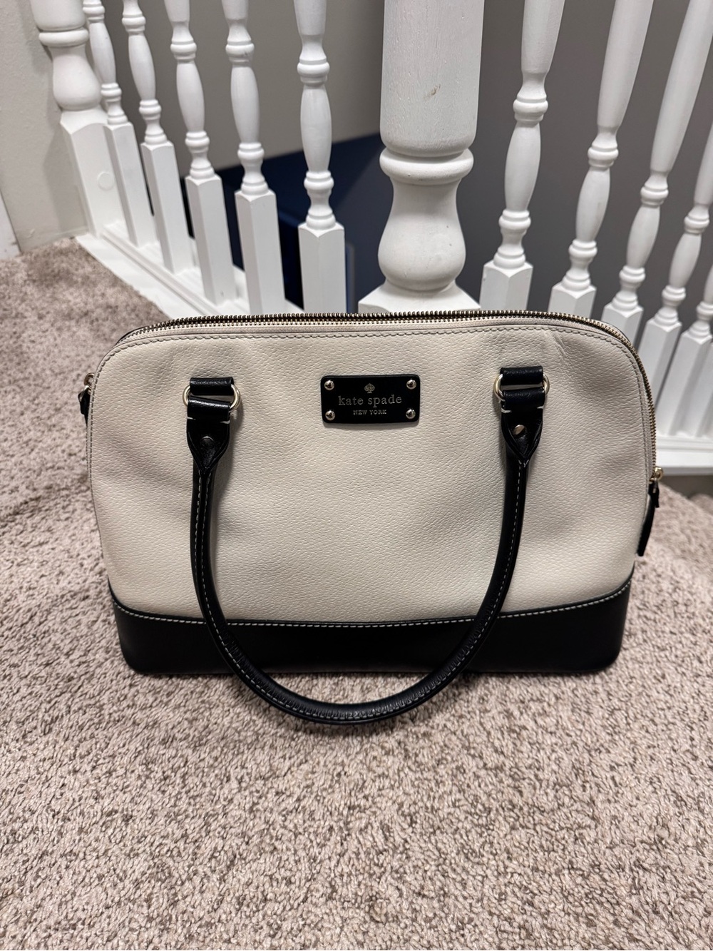 kate spade Two-Tone Cream and Black Dome Satchel